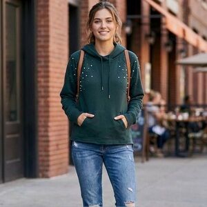 Women's Teal green Hoodie with Pearl Accents size XS